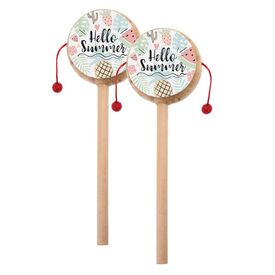Μπομπονιέρα Ξύλινο Τυμπανάκι Hello Summer ΒΖ974 - Μπομπονιέρες Βάπτισης στο Oneirokosmos