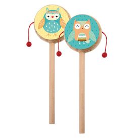 Μπομπονιέρα Ξύλινο Τυμπανάκι Κουκουβάγια ΒΖ982 - Μπομπονιέρες Βάπτισης στο Oneirokosmos