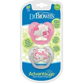 Dr.Brown's Advantage Night πιπίλα Σιλικόνης Pink Star π 0-6m 2τμχ PA12003 - Πιπίλες στο Oneirokosmos