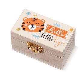 Μπομπονιέρα Ξύλινο Σεντούκι Τίγρης ΛΣ965 - Μπομπονιέρες Βάπτισης στο Oneirokosmos