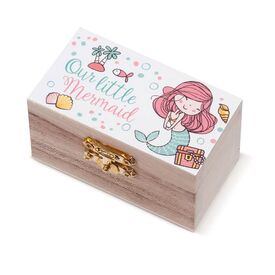 Μπομπονιέρα Ξύλινο Σεντούκι Γοργόνα ΛΣ978 - Μπομπονιέρες Βάπτισης στο Oneirokosmos