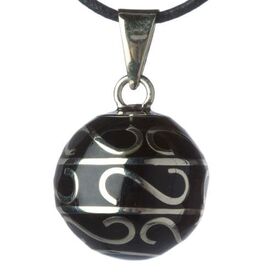 Bola Μενταγιόν εγκυμοσύνης  Black Swirls Silver VK340 - Προϊόντα για τη Μητέρα στο Oneirokosmos