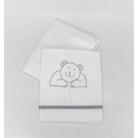 Beau Bebe σεντόνια λίκνου 75Χ120 εκ Λευκό με γκρι κέντημα  33402GREY - Σεντόνια Λίκνου & Καλαθούνας στο Oneirokosmos