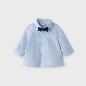 Mayoral Πουκάμισο Μακρυμάνικο με Παπιγιόν Νεογέννητο Γαλάζιο 02138-026 - Newborm στο Oneirokosmos