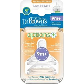 Dr. Brown's Θηλές Για Μπιμπερό Options+ Με Φαρδύ Λαιμό 9m+ 2τμχ - Μπιμπερό στο Oneirokosmos