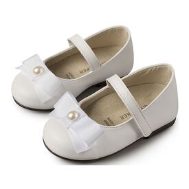 Babywalker Γοβάκι Μονή Μπαρέτα με Φιόγκο BS3500 Λευκό - Βαπτιστικό Παπούτσι για Κορίτσι στο Oneirokosmos