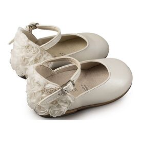 Babywalker Γαλλικό Γοβάκι με Διακοσμημένη Φτέρνα απο  Λουλούδια BW4503 Εκρού - Βαπτιστικό Παπούτσι για Κορίτσι στο Oneirokosmos