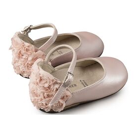 Babywalker Γαλλικό Γοβάκι με Διακοσμημένη Φτέρνα απο  Λουλούδια BW4503 Ροζ - Βαπτιστικό Παπούτσι για Κορίτσι στο Oneirokosmos