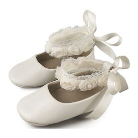 Babywalker Μπαλαρίνα με Δέσιμο στον Αστράγαλο MI1506 Εκρού - Βαπτιστικό Παπούτσι για Κορίτσι στο Oneirokosmos