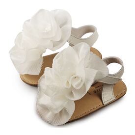 Babywalker Δερμάτινο Πέδιλο με Λουλούδια MI1559 Εκρού - Βαπτιστικό Παπούτσι για Κορίτσι στο Oneirokosmos