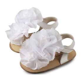 Babywalker Δερμάτινο Πέδιλο με Λουλούδια MI1559 Λευκό - Βαπτιστικό Παπούτσι για Κορίτσι στο Oneirokosmos