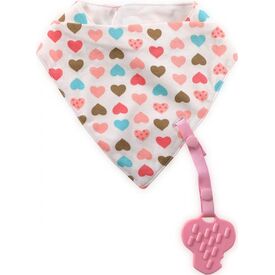 Lorelli Σαλιάρα Μπαντάνα Με Μασητικό  Pink Hearts 1026018h - Σαλιάρες Υφασμάτινες  στο Oneirokosmos