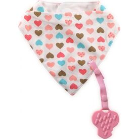 Lorelli Σαλιάρα Μπαντάνα Με Μασητικό  Pink Hearts 1026018h - Σαλιάρες Υφασμάτινες  στο Oneirokosmos