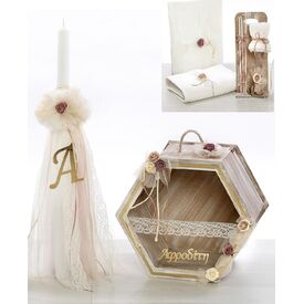 Σετ Βάπτισης Εξάγωνο Κουτί με Λουλούδια - Για Κορίτσι στο Oneirokosmos