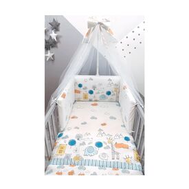 Baby Star Σετ Κούνιας 3 τεμαχίων Χαρούμενα Ζωάκια Σιέλ - Σετ Προίκας Μωρού στο Oneirokosmos