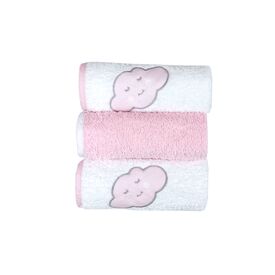 Baby Star  Σετ Λαβέτες 3 τεμ. Cloud Ροζ 30x30cm - Πάνες-Λαβέτες-Σελτέδες στο Oneirokosmos