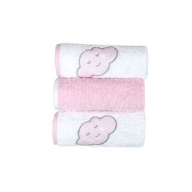 Baby Star  Σετ Λαβέτες 3 τεμ. Cloud Ροζ 30x30cm - Πάνες-Λαβέτες-Σελτέδες στο Oneirokosmos