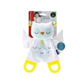 Infantino μασητικό  και πανάκι παρηγοριάς Glow in the Dark Cuddle & Teether Owl B-302035-00 - Μασητικά - Κρίκοι Οδοντοφυΐας στο Oneirokosmos