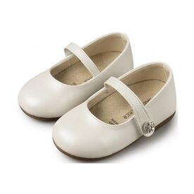 Babywalker Γοβάκι Μονή Μπαρέτα με Στρασένιο Κουμπάκι BS3502  Εκρού - Βαπτιστικό Παπούτσι για Κορίτσι στο Oneirokosmos