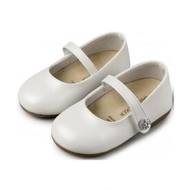 Babywalker Γοβάκι Μονή Μπαρέτα με Στρασένιο Κουμπάκι BS3502  Λευκό - Βαπτιστικό Παπούτσι για Κορίτσι στο Oneirokosmos