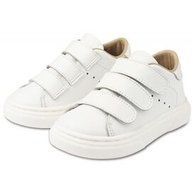 Babywalker Μονόχρωμο Σνίκερ με Τριπλή Μπαρέτα Χρατς BW4254 Λευκό - Βαπτιστικό Παπούτσι για Αγόρι στο Oneirokosmos