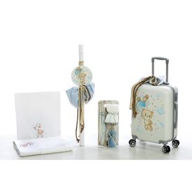 Σετ Βάπτισης με θέμα Αρκουδάκι Ζωγραφισμένο στο Χέρι ΣΔΣ-2327 - Για Αγόρι στο Oneirokosmos