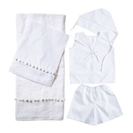 Nuovavita Σετ Βαπτιστικά Λαδόπανα Pom Pom Λ180 Λευκό/Εκρού 5 τεμ. - Λαδόπανα για Αγόρι στο Oneirokosmos