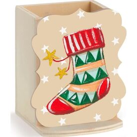 Μπομπονιέρα Βάπτισης Ξύλινη Μολυβοθήκη Χριστουγεννιάτικη Κάλτσα ΜΛ2020-Β - Μπομπονιέρες στο Oneirokosmos