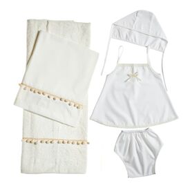 Nuovavita Σετ Βαπτιστικά Λαδόπανα Pom Pom Λ181 Εκρού 5 τεμ. - Λαδόπανα για Κορίτσι στο Oneirokosmos