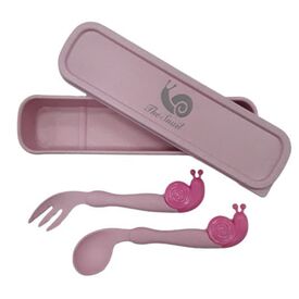 Zmart Imports Σετ Κουτάλι-Πιρούνι με θήκη Aymax Snail Ροζ - Κουταλάκια, Πηρουνάκια στο Oneirokosmos