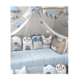 Baby Star Σετ  Προίκα Κούνιας 3 Τεμαχίων Tiny Friends Σιέλ 7745Σ - Σετ Προίκας Μωρού στο Oneirokosmos