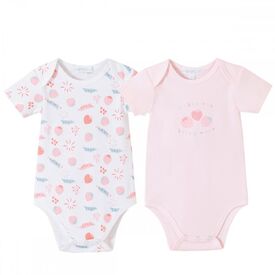 Amomi Βρεφικά Εσώρουχά Κορμάκια  Κοντομάνικα Σετ 2 τεμ. Srtawberry 21023 - Φορμάκια στο Oneirokosmos