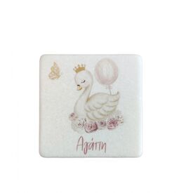 Μπομπονιέρα Βάπτισης Εκτυπωμένο Μάρμαρο Σουβέρ Κύκνος ΕΜ332 - Για Κορίτσι στο Oneirokosmos