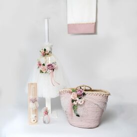 Loukia Χειροποίητο Σετ Βάπτισης Λουλούδια με Μονόγραμμα για Κορίτσι VAP407L - Για Κορίτσι στο Oneirokosmos