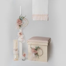 Loukia Χειροποίητο Σετ Βάπτισης Ροζ Λουλούδια για Κορίτσι VAP410L - Για Κορίτσι στο Oneirokosmos