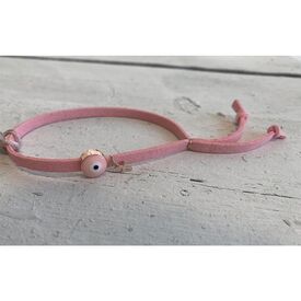 Riniotis Μαρτυρικό Βάπτισης Βραχιόλι Ροζ Σουέτ με Ματάκι και Σταυρουδάκι 50τεμ. ΜΑΡ90 - Για Κορίτσι στο Oneirokosmos