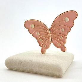 Riniotis Μπομπονιέρα Βάπτισης Βότσαλο με Ροζ Χρυσό Πεταλούδα ΒΑ51 - Για Κορίτσι στο Oneirokosmos