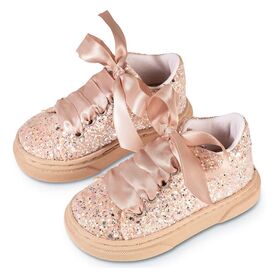 Babywalker Δετό Σνίκερ απο Γκλίτερ Ύφασμα EXC5856 Νουντ - Βαπτιστικό Παπούτσι για Κορίτσι στο Oneirokosmos