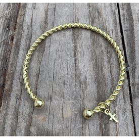 Riniotis Μαρτυρικό Βάπτισης Χειροπέδα Χρυσή Στριφτή με Σταυρουδάκι 25 τεμ. Μ154 - Για Κορίτσι στο Oneirokosmos