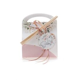 Μπομπονιέρα Βάπτισης Χάρτινο Τσαντάκι με  Αρωματικό Χώρου Ελεφαντάκι Ροζ Θ15 - Για Κορίτσι στο Oneirokosmos