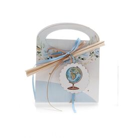 Μπομπονιέρα Βάπτισης Χάρτινο Τσαντάκι με  Αρωματικό Χώρου Υδρόγειος Θ4 - Για Αγόρι στο Oneirokosmos