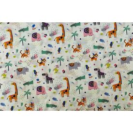 Dimcol Πάνα Αγκαλιάς Χασέ Cotton 100% 80x80 εκ. Bebe Zoo 556 White-Multi - Πάνες-Λαβέτες-Σελτέδες στο Oneirokosmos