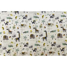 Dimcol Πάνα Αγκαλιάς Χασέ Cotton 100% 80x80 εκ. Bebe Zoo 557 White-Grey - Πάνες-Λαβέτες-Σελτέδες στο Oneirokosmos