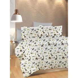 Dimcol Σετ Βρεφικά Σεντόνια Κούνιας 3τμχ 100% Cotton Bebe Zoo 557 120X160 White-Grey - Σεντόνια Κούνιας στο Oneirokosmos