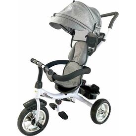 Zita Toys Τρίκυκλο Ποδήλατο Περιστρεφόμενο με Αποθηκευτικό Χώρο, Σκίαστρο και Χειρολαβή Γονέα Γκρι 016.0088-G - Δώρα στο Oneirokosmos