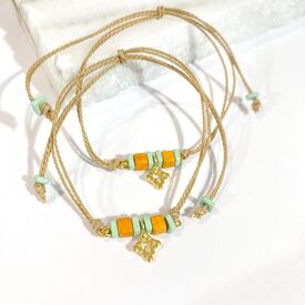 Afitexno Μαρτυρικό Βάπτισης Βραχιόλι με Κεραμικές Χάντρες και Επίχρυσο Σταυρό 24κ 50τεμ. 24053 - Για Αγόρι στο Oneirokosmos