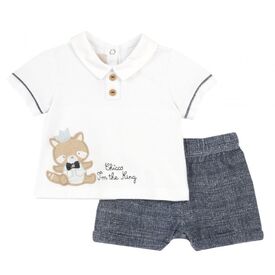 Chicco Σετ Κοντομάνικο Μπλουζάκι Πόλο με Σορτς Λευκό-Denim 75769-038 - Προσφορές στο Oneirokosmos