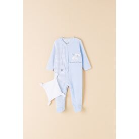 AMOMI Βρεφικό Φορμάκι Βελουτέ Γαλάζιο με Πανάκι Παρηγοριάς - Newborm στο Oneirokosmos