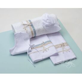 Lina Baby Σετ Λαδόπανο Μεσόγειος 1523, Λευκό / Σιέλ - Λαδόπανα για Αγόρι στο Oneirokosmos