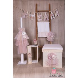 Loukia Χειροποίητο Σετ Βάπτισης  Λουλούδια για Κορίτσι VAP601L - Για Κορίτσι στο Oneirokosmos